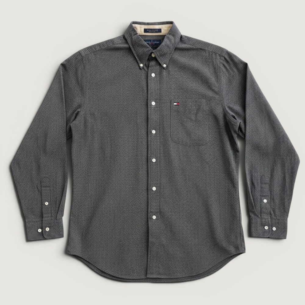 Tommy Hilfiger Shirt Mens Large Blue Check Button Down Long Sleeve Casual Cotton